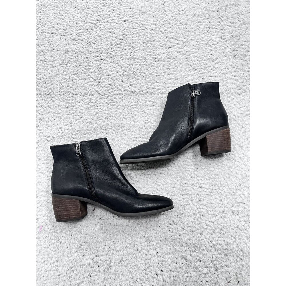 Women's Lucky Brand Black Leather Upper Side Zip Ankle Booties Size 9.5 M - Picture 6 of 12